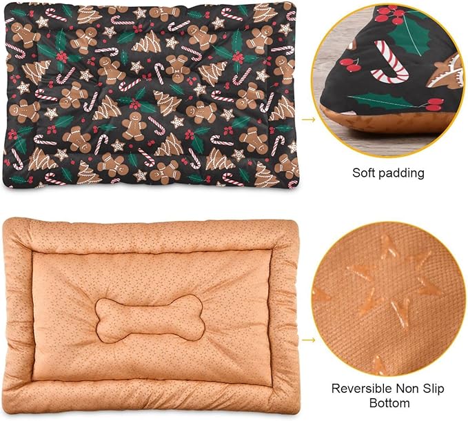 Cookie Gingerbread Man Pet Bed Cute Dog Bed Mat Absorbing Non Slip Pad Pet Sleeping Mat for Small, Medium, and Large Dogs Puppy Cat 24 in x 18 in