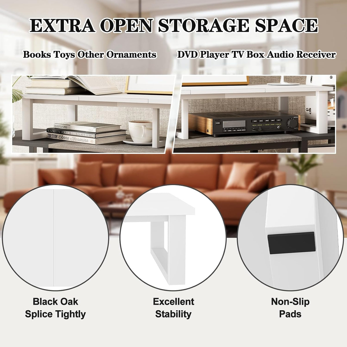 aboxoo 45" TV Riser for 32-60 inch TV, TV Shelf with Steel Legs