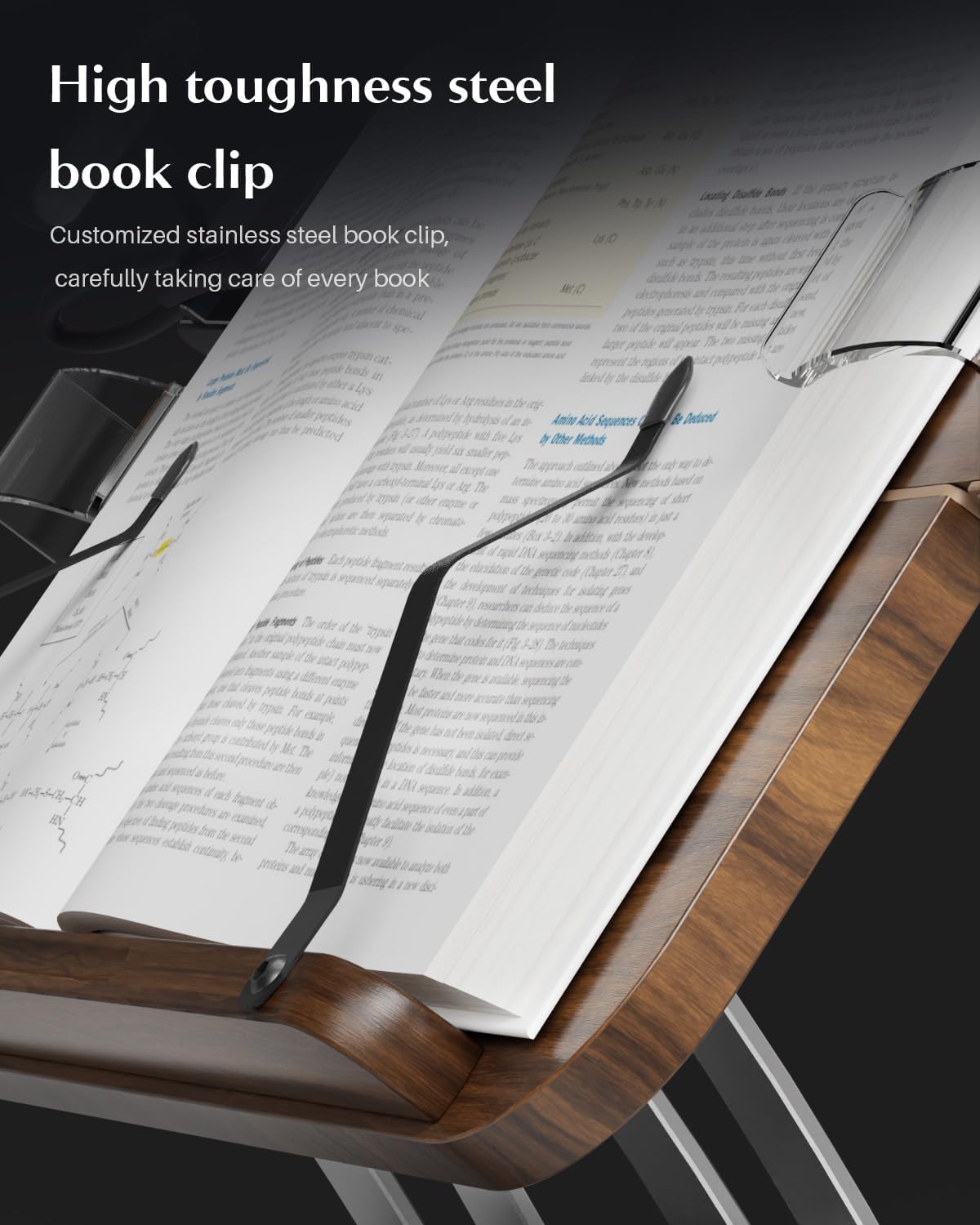 Book Stand for Reading,Adjustable Book Stand with Light,360° Rotating Metal Base,Foldable Cookbook Stand,Reading Hands Free with Page Clips for Recipe,Textbook,Cookbook（3CCT & CRI 90）
