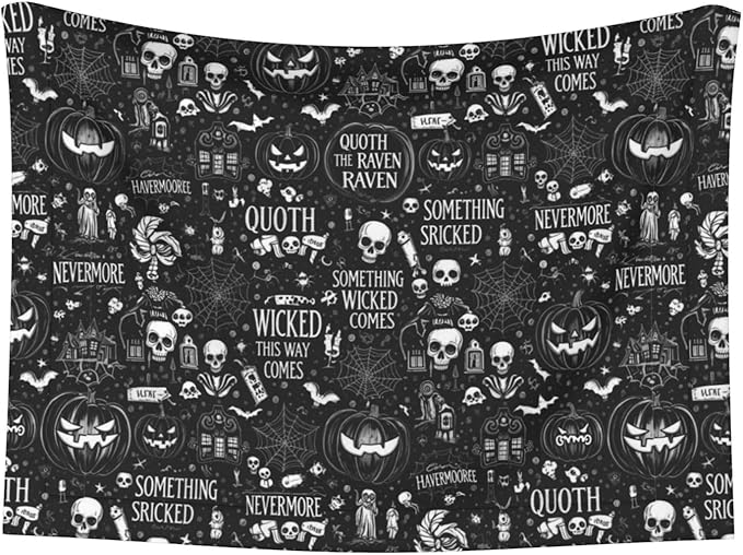 Double Sided Plush Pet Blanket with Cozy Dot Texture, Halloween Witchcraft Witch Pumpkin Spider Web Bat Raven Magic Board Spirit Skull Skeleton Vintage Black, Reversible for Dogs Cats on Couches Beds
