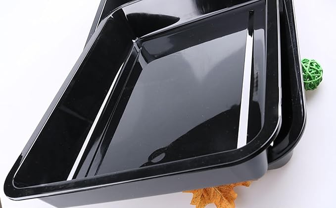OMEM Reptile Drinking Tray - Large Water Dish Plastics Plate for Turtles, Small Reptiles, Ball Pythons, Lizards, and Snake Cages Bowl (L=35.4 x 5.3 x 26.3cm, Black)