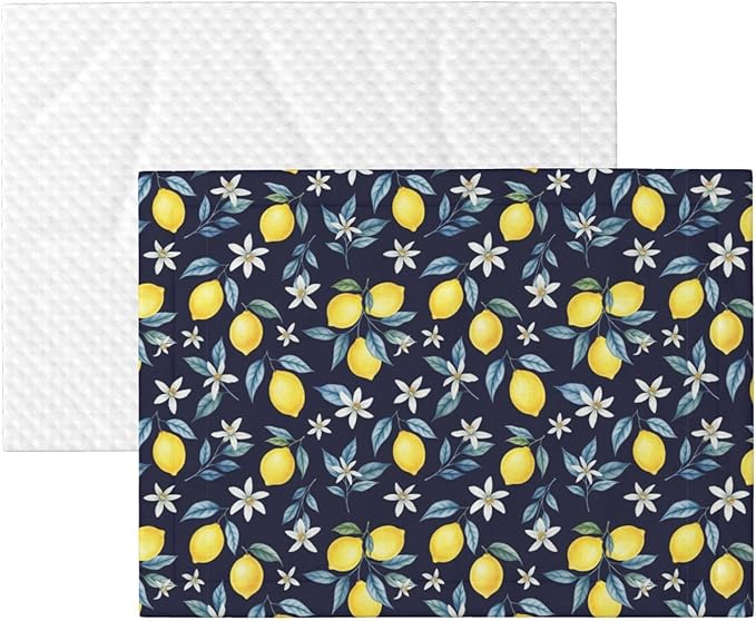 Two Sided Pet Cuddler Blanket for Anxiety Calming, Citrus Fruit Flower Lemon Green, Reversible Plush Design with Bubble Dot Pattern Provides Familiar Surface Anywhere