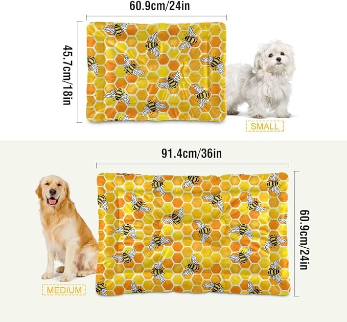 Pet Bed Honeycomb Bees Dog Bed Mat Absorbing Non Slip Pad Pet Sleeping Mat for Small, Medium, and Large Dogs Puppy Cat 36 in x 24 in