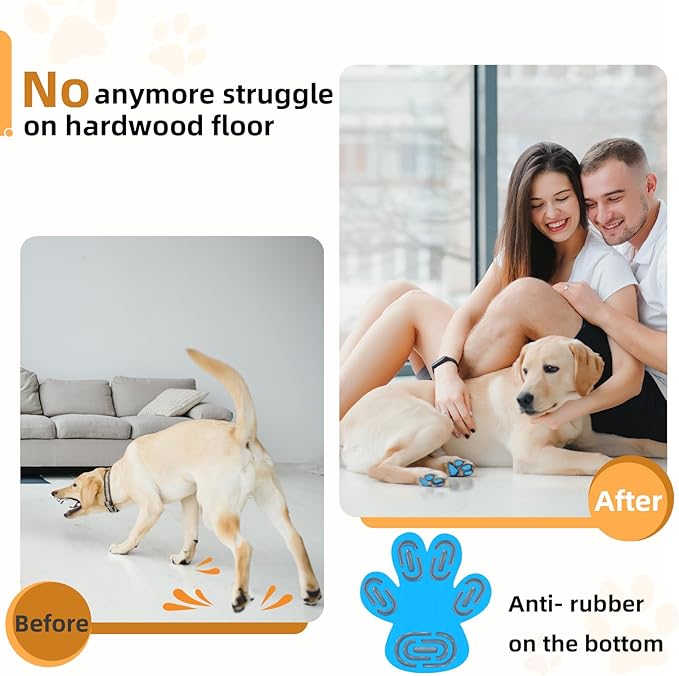Non-Slip Dog Paw Protector Pads for Senior Dogs, Dog Paw Adhesive Pads on Hardwood Floor,Senior Pets Essentials with Strong Traction,Puppy Grippers,Blue,12 Sets 48 pc L