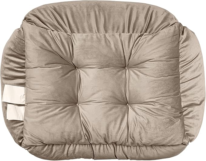 Modern Threads Luxury Dog Bed - Comfortable Tufted Velvet Cushion for Small to Medium Dogs - Machine Washable - Durable & Cute Sleep Space for Pets - Pamper Your Pet with Cozy Beds - Beige