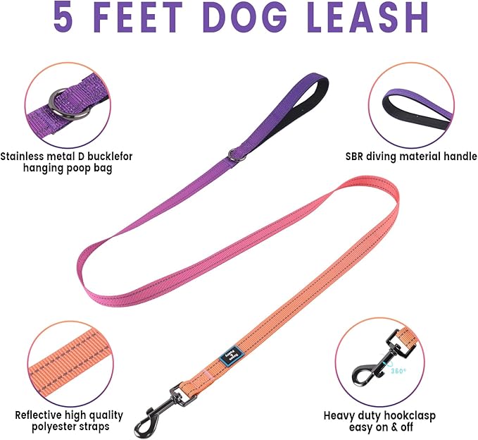 Roses&Poetry Puppy Dog Harness and Leash Set, No Pull Dog Harness Adjustable Reflective, Dog Halter Harnesses Comfort Padded Handle, Pet Harness for Training Outdoor Walking（Mistyrose-XS