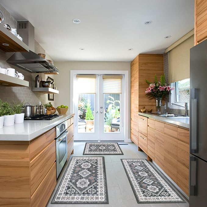 HEBE Boho Kitchen Rug Sets 3 Piece