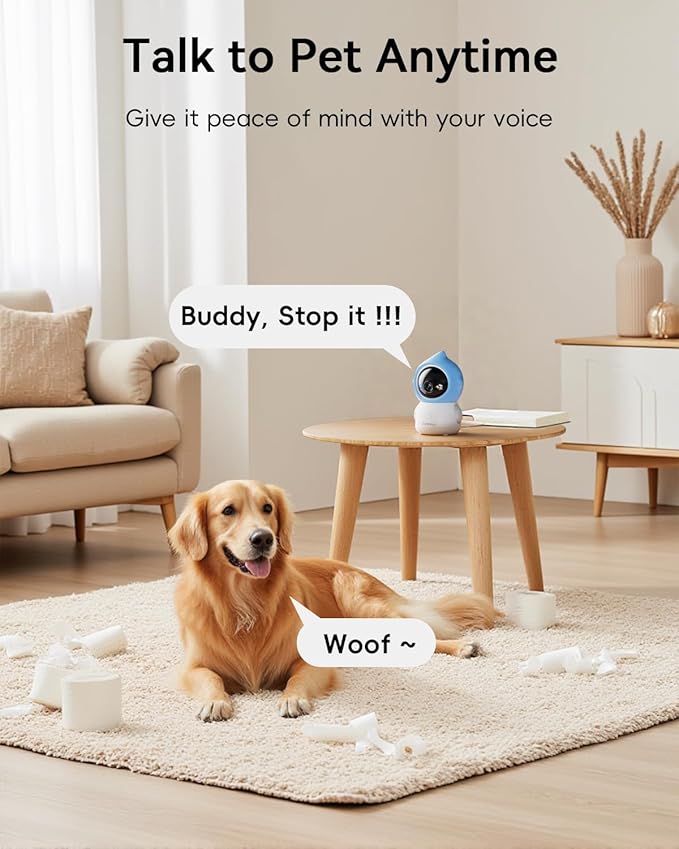 ZUMIMALL Pet Camera Indoor, 5G/2.4G WiFi Camera for Dog/Cat with Laser Toy, 3MP Pet Security Cameras with Phone App, 2-Way Talk, Auto Tracking, Pet/PIR/AI Detection, Privacy Protect, Alexa/ONVIF/Cloud