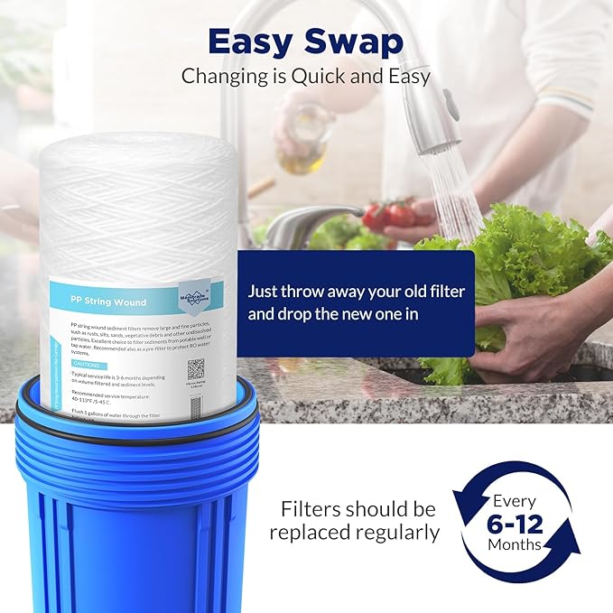 Membrane Solutions 5 Micron 10""x4.5"" String Wound Whole House Water Filter