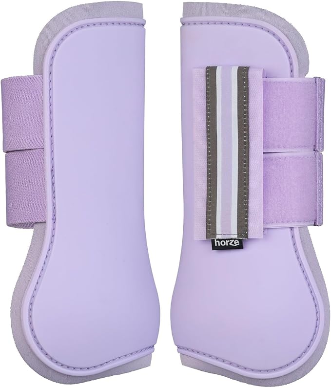 HORZE Adepto Open Front Tendon Boots | Durable Shell with Neoprene Lining - Languid Lavender Purple - Warmblood