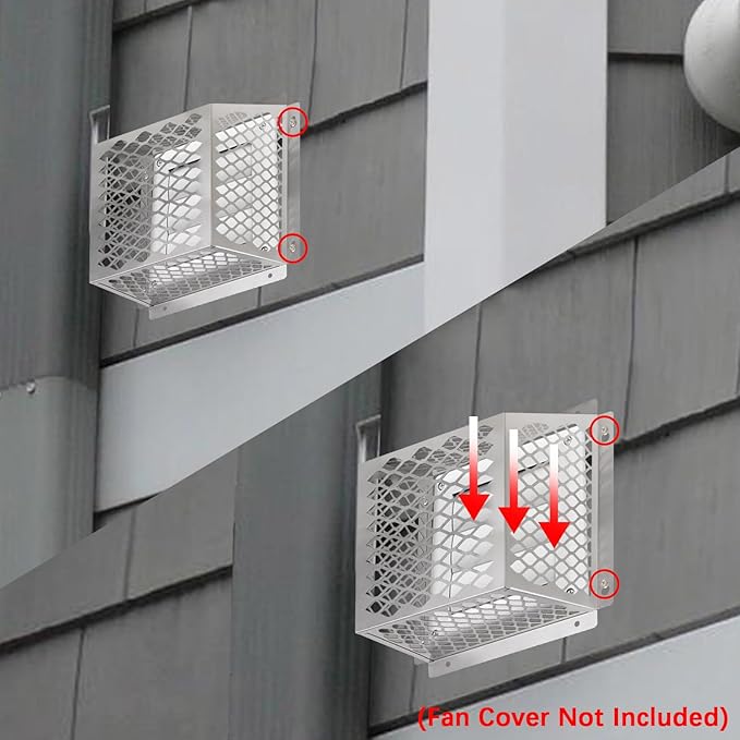 Dryer Exhaust Guard Vent Cover,Dryer Vent Bird Guard for Most 5" to 6" Exhaust Fan Cover, 8.5"Lx8.5"Wx6"H Stainless Steel Ventilation Bird Cage for Bathroom Exhaust Ventilation Fan