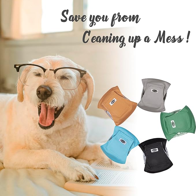 Male Dog Diapers, High Absorbing Dog Belly Bands for Male Dogs, Washable Reusable Dog Males Wraps(5 Pack)