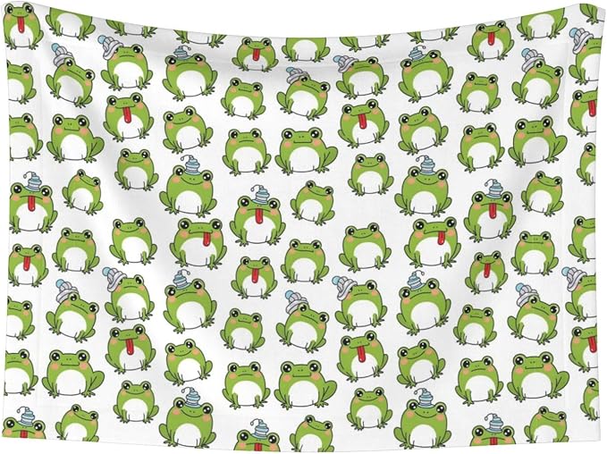 Two Sided Plush Pet Blanket for Crates Carriers Home Use, Cute Frog, Reversible Throw with Cozy Dot Fabric and Silky Reverse for Small Large Pets