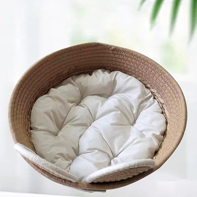 Pet Bed Woven Basket with Detachable Cushion Cartoon Bear Theme Basket Bed Dog Detachable Cushion Nest Pet Furniture