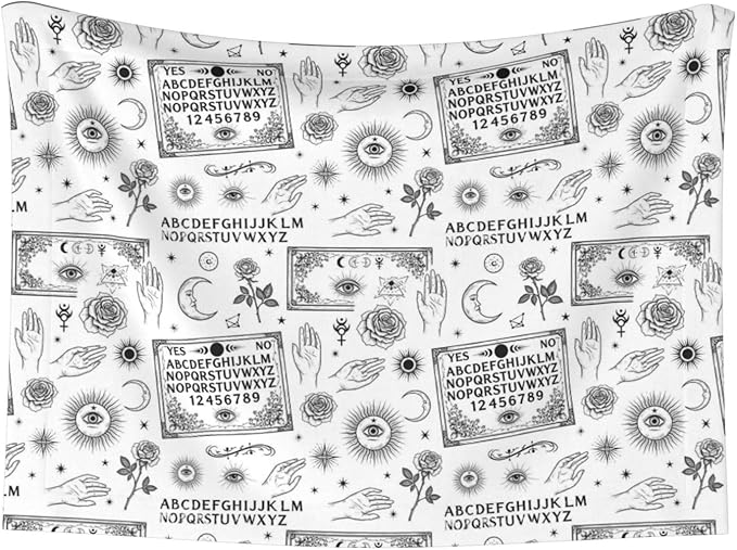 Double Sided Plush Pet Blanket with Cozy Dot Texture and Smooth Reverse, Spirit Board with Skull Occultism Set, Reversible Throw for Dogs Cats on Couches Beds Crates