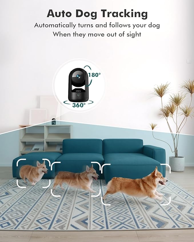 Dzees 2K Indoor Security Camera 4 Pack, 360 Degree WiFi Pet Camera with Phone App, 5G and 2.4G, Wired Home Camera with 2-Way Audio, Motion Tracking, Night Vision, Black