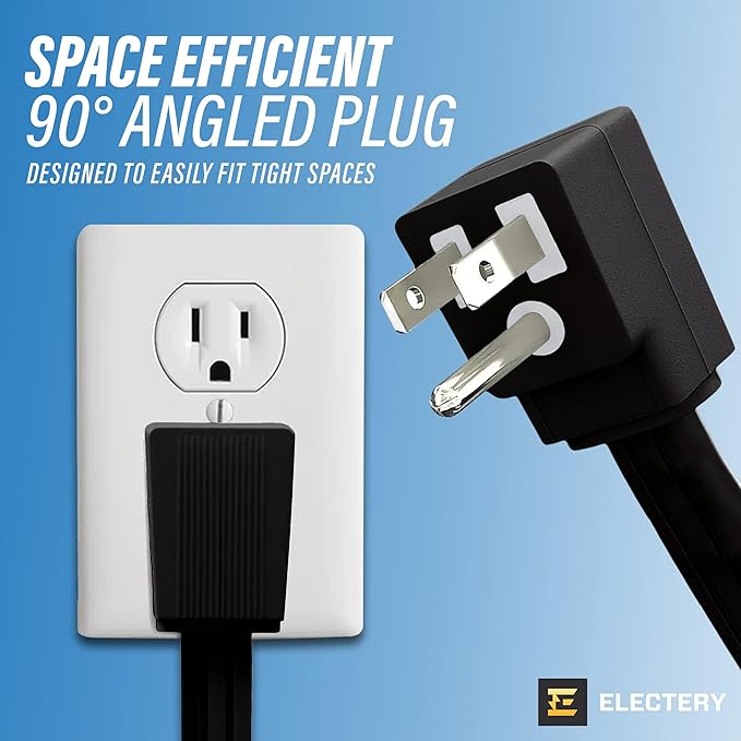 3 ft Heavy Duty Appliance Extension Cord, 14 AWG, 15A 125V 1875W, 3 Prong Flat Plug, ETL Listed, Short Power Extension Cable for Air Conditioner, Refrigerator, Microwave, Indoor Use, Black