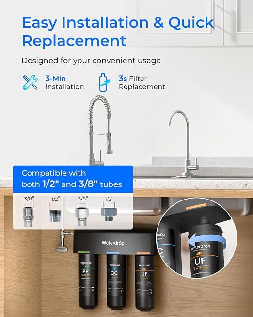 Waterdrop TSB-UF 0.01 μm Ultra Filtration Under Sink Water Filter System