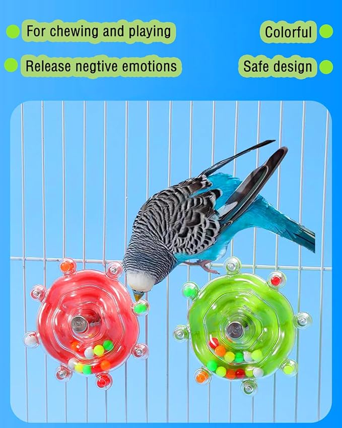 Bird Toys, 2PCS Upgraded Conure Toys Parrot Rotating Toy Parakeet Spinning Toys Bird Rattle Toys Bird Cage Accessories for Small to Medium Birds