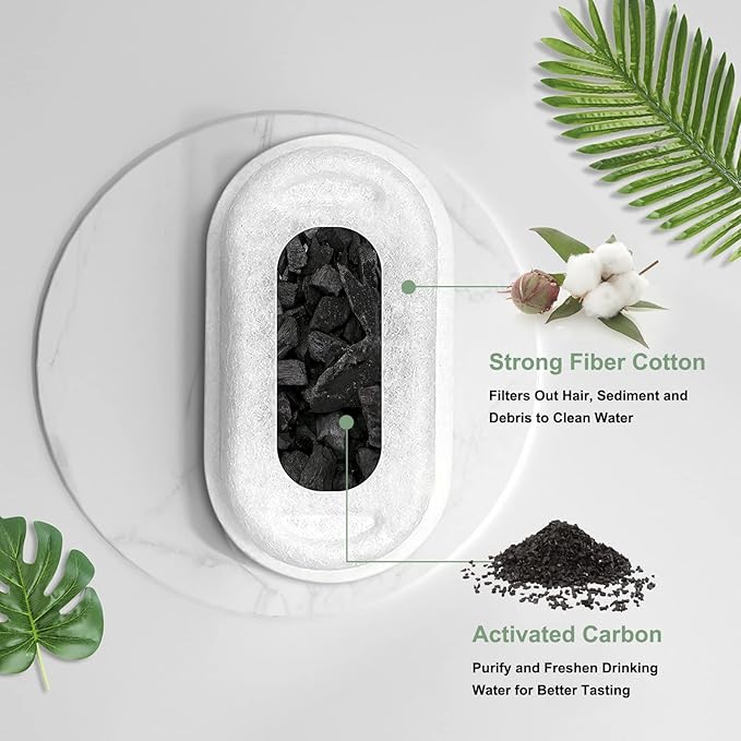 Cat Water Fountain Filters, Compatible with Stainless Steel Pet Fountain Replacement Filters for Cat Fountain (4 Filters& 4 Sponges)