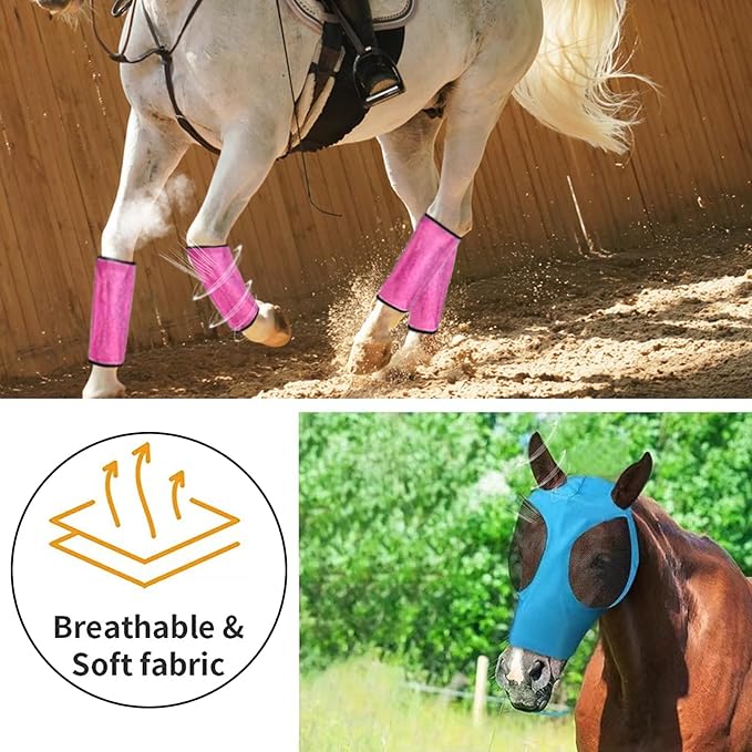 Loose Fitting Horse Fly Boots, Breathable Mesh Boots Protective Horse Leg Wraps, Horse Leggings for Preventing Flies and Mosquitoes Bites-Reduces Leg Fatigue