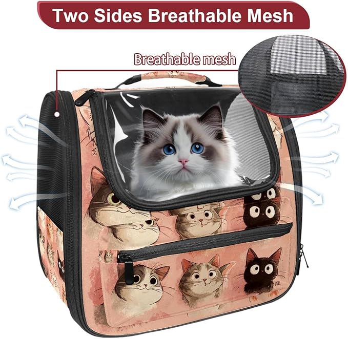 Cute Cats (3) Pet Carrier Soft Sided Carrier for Small Medium Cats Dogs