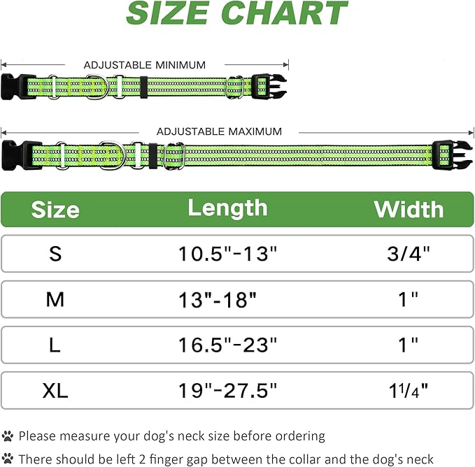 Martingale Dog Collar, Adjustable Nylon Reflective Collar with Buckle No Pull Dog Collar for Small Medium Large Dogs (Lime Green Medium)