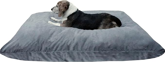 Dogbed4less Shredded Memory Foam Pillow Dog Bed with Waterproof Liner and Machine Washable Cover (Gray Microsuede, Medium 36"X29")