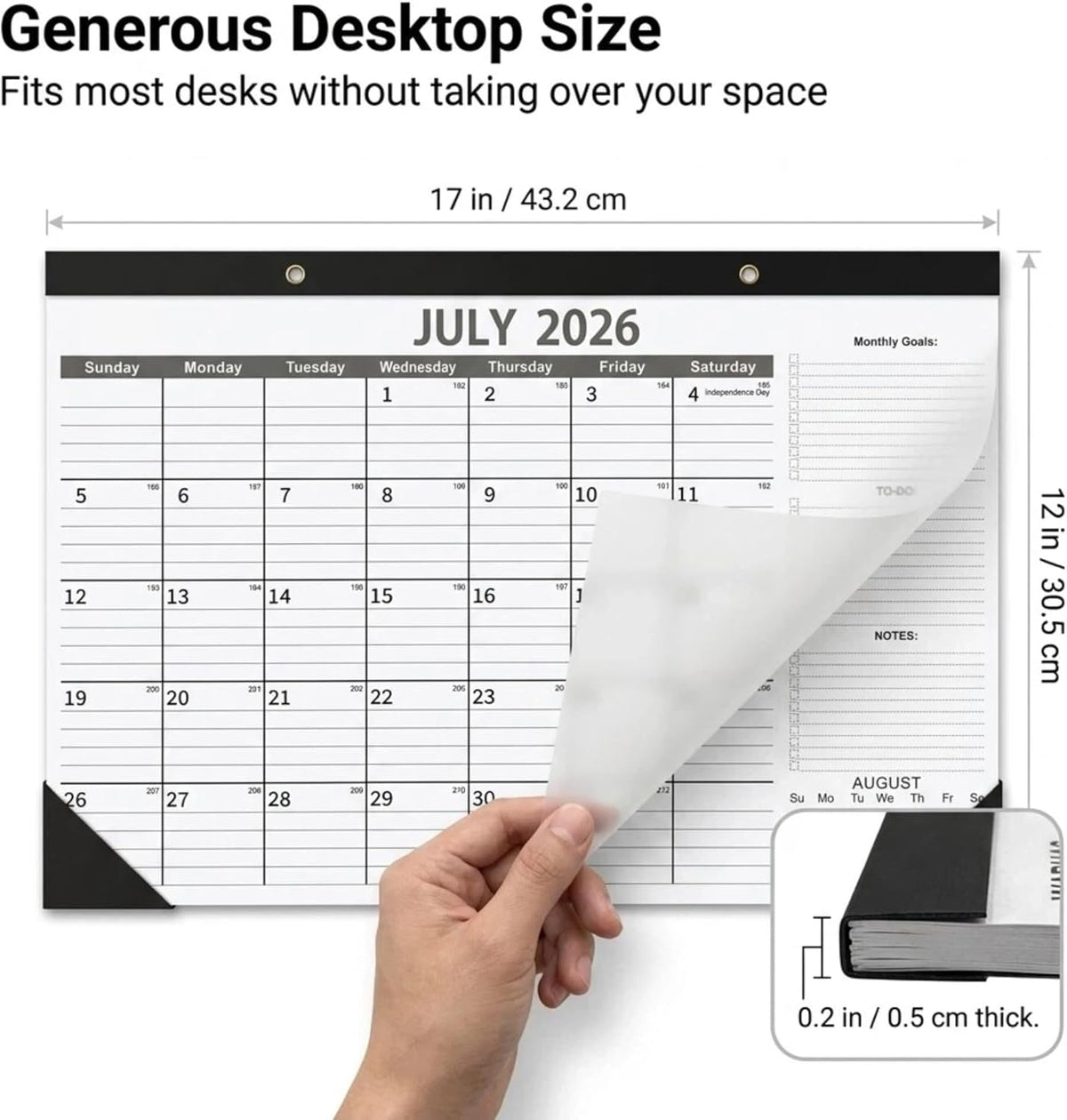 2-Pack Desk Calendar 2026-2027 - Two 18-Month Large Monthly Calendars (July 2026 - Dec 2027), 17" x 12" Desktop & Wall Calendars with Thick 120g Paper for Home and Office Sync