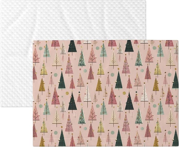 Waterproof Dog Blanket Soft Pet Blanket for Puppy Cat, Fleece Cat Throw Blankets for Furniture Bed Couch Sofa Reversible - Pastel Christmas Trees On Pink 5