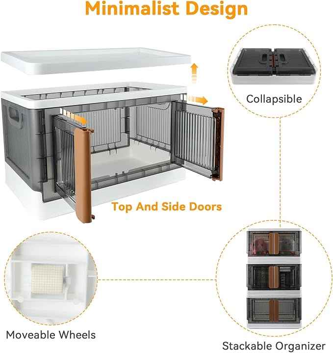 Storage Bin, Cabinet with Lids, 8.4 Gallon Capacity, With Double Door and Lock