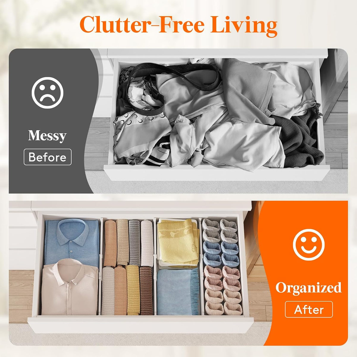 Lifewit 9 Pack 4" High Drawer Dividers, Adjustable Drawer Organizer Clothes
