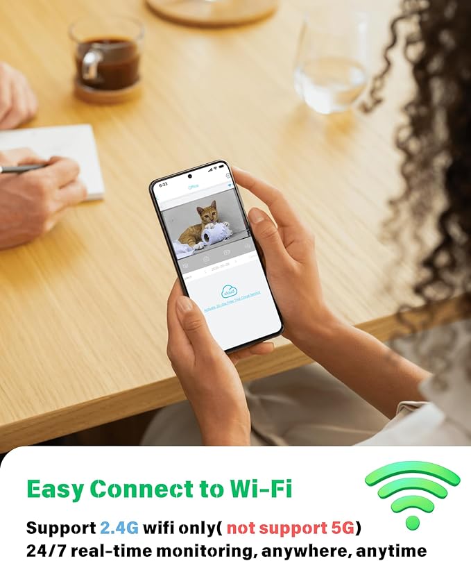 Wireless Indoor Cat Camera, 2K HD Wi-Fi Camera with APP Control, Motion Detection, Auto Night Vision, 100-Day Battery Life, Cloud & SD Storage, Nanny Cam Pet Cameras