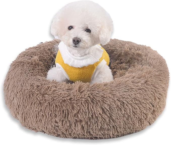 Warming Round Dog Bed for Small, Medium and Large Dogs & Cats, Short & Long Plush Pet Bed, Luxurious Faux Fur Donut Cuddler, Bolster Pet Bed & Sofa, Machine Washable 80CM 32Inch