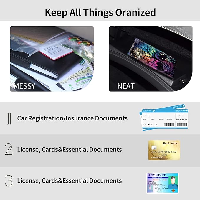Car Registration and Insurance Holder, Leather Car Glove Box Organizer, Cool Car Accessories for ID, Driver's License Cards & Essential Document,business cards,Men&Womentree with a moon