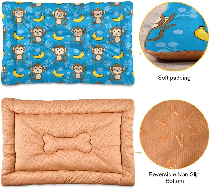 Pet Bed Monkey Banana Dog Bed Mat Absorbing Non Slip Pad Pet Sleeping Mat for Small, Medium, and Large Dogs Puppy Cat 36 in x 24 in