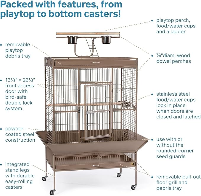 Suburban Sophistication Playtop Bird Home with Spacious Design, Durable Materials, Removable Perches Large/Coco