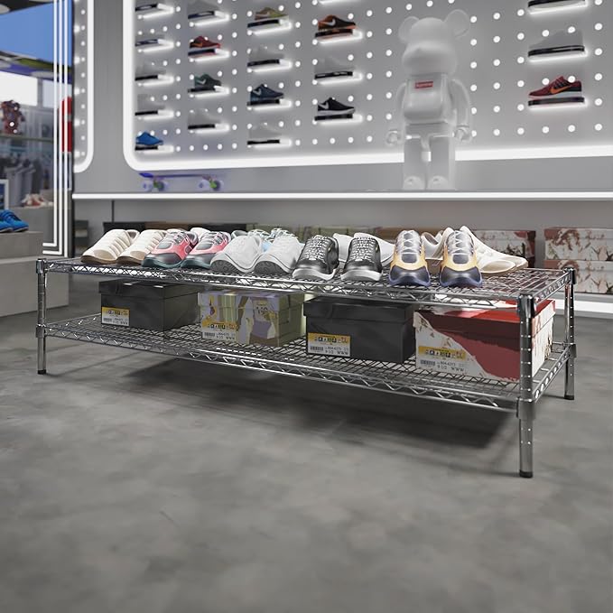 24" Deep x 60" Wide x 14" Height Wire Shelving Kit | 2-Tier | NSF Commercial Storage Rack Unit