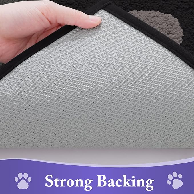 Buganda Dog Door Mat for Muddy Paws, Absorbent Dirt Trapper Non Slip Indoor Doormats, Washable Low-Profile Mat for Mud Dogs, Entryway Carpet for Inside Floor (36x24 Inches, Black and Grey)