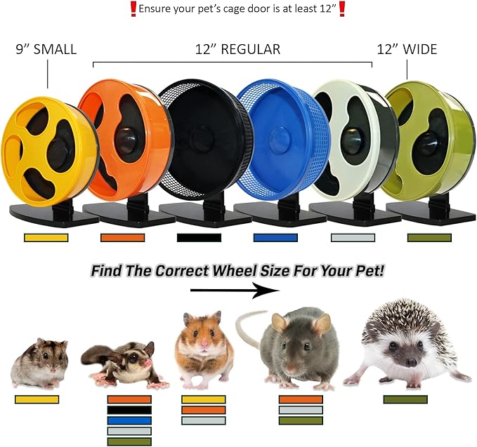 Silent Runner Glow Wheel - 12" Regular - Exercise Wheel + Cage Attachment - Silent, Fast, Durable Exercise Wheel - Sugar Gliders, Hamsters, Female Rats, Mice & Small Pets