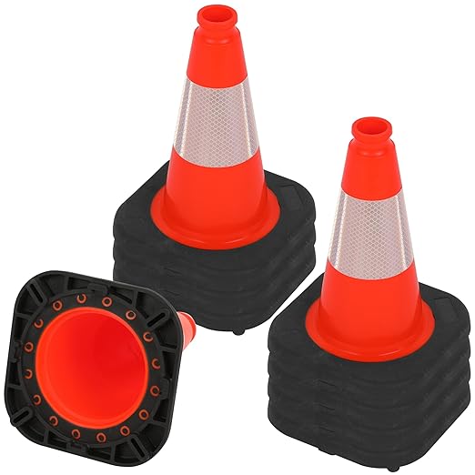 OrangeStar 8 Pack 12" Orange Traffic Safety Cones, PVC Parking Construction Cones w/Reflective Collar, Heavy Duty Base for Driving Practice, Parking Lots and Roadwork