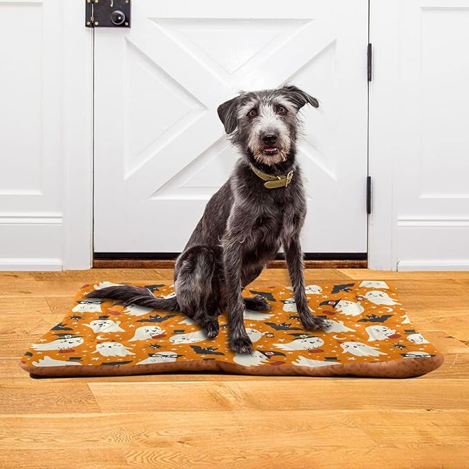 Halloween Ghost Bat Pet Bed Cute Dog Bed Mat Absorbing Non Slip Pad Pet Sleeping Mat for Small, Medium, and Large Dogs Puppy Cat 24 in x 18 in