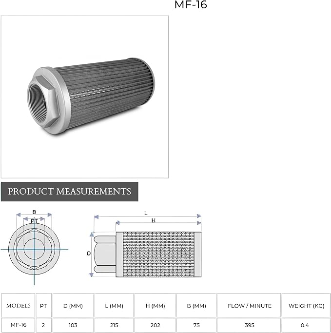 Air filter for regenerative blowers | Metal mesh | 2" Female Connection |