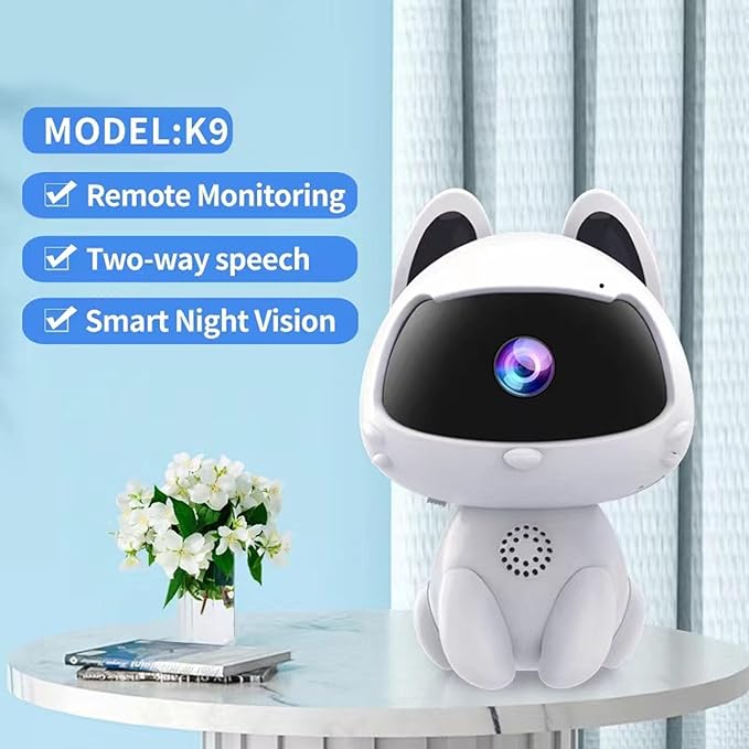 VBESTLIFE HD Robot Security Camera, Remote Monitoring Smart Indoor Pet Dog Cat Cam, Home Security Camera Robot Surveillance Camera, 2 Way Voice Calling, Loop Recording