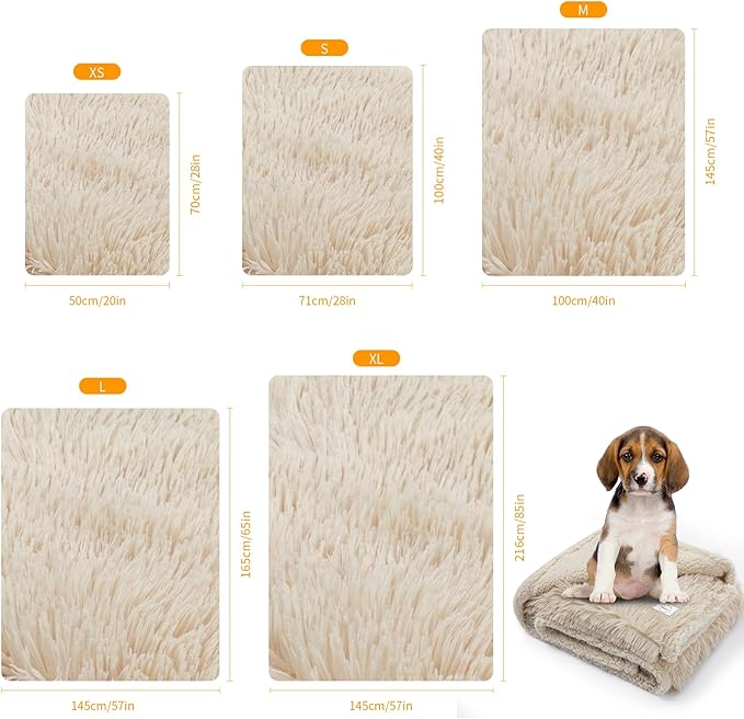 Calming Dog Blanket,Waterproof Long Faux Fur Pet Blankets for Medium Puppy Cat Reverible Sofa Couch Covers Washable Pets Ded Cover Cream S-40x28in