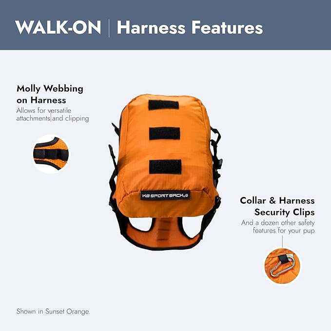 K9 Sport Sack Walk-On | Dog Carrier Dog Backpack with Harness & Storage (Large, Sunset Orange)