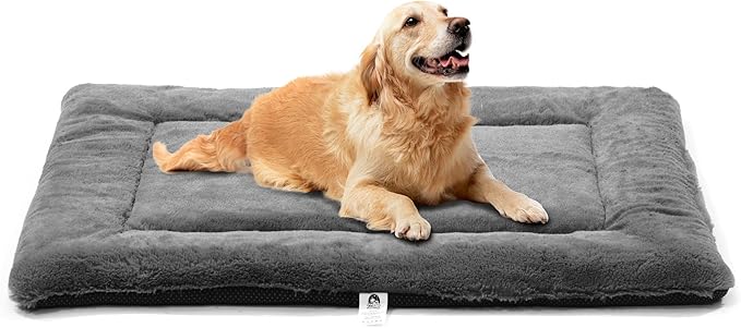 Dog Beds Crate Pad for Large Dogs, Cat Bed Washable Dog Crate Pad Dog Bed Mat Washable Dog Beds Anti-Slip & Anti-Scratch Pet Sleeping Mat(Gray, L)
