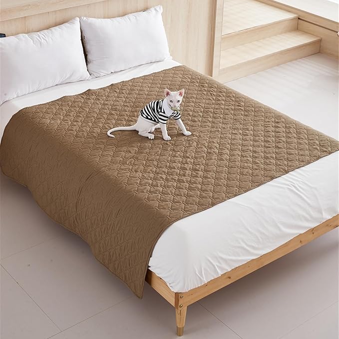 GIBZ Waterproof Dog Bed Blanket Cover Anti Slip Pet Furniture Protector Washable Large Washable Quilted Mat for Indoor, Grey, 100x127cm