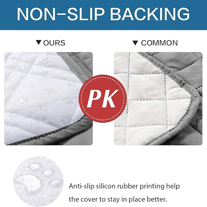 Waterproof Dog Bed Cover, Reversible Blanket Washable Pet Dog Pee Pad, Incontinence Underpads, Furniture Bed Couch Sofa Protector Cover Leak Proof for Dog Cat Kid, 82"x86" (Grey)