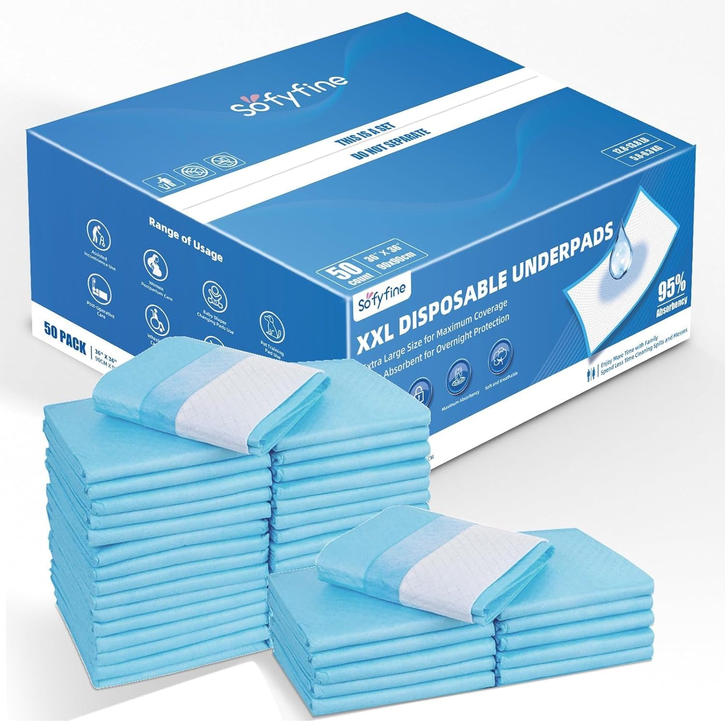 100 Count Extra Large Chucks 36"x36" Thicken Elderly Adults Incontinence Bed Pads Disposable, Heavy Duty Absorbency Underpads Waterproof, XXL Extra Large Puppy Pee Training Pad